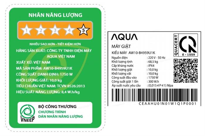 Máy giặt Aqua Inverter 10 kg AW10-B4959U1K(B)